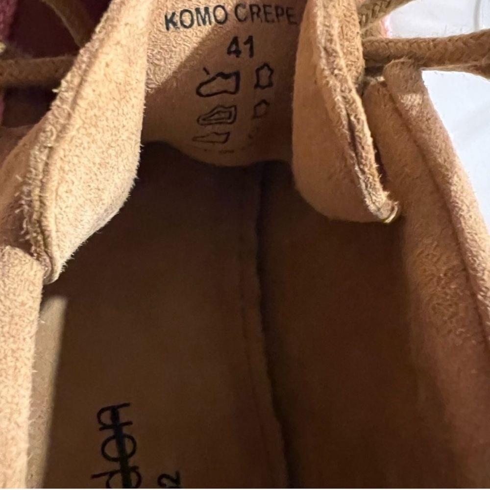 Stylish Tan and Pink Komo Crochet Moccasins - Picture 8 of 8